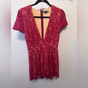 12th Tribe Red Lace Romper